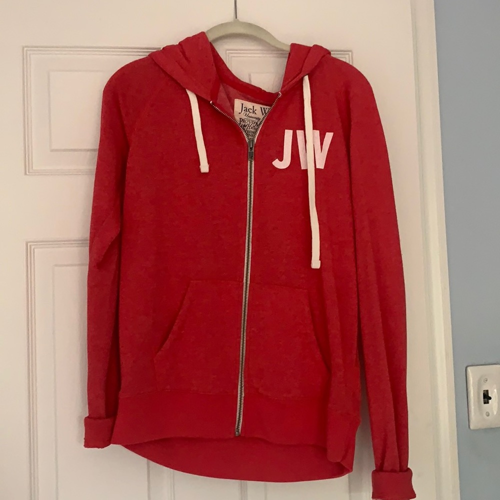 Jack Wills red/pink graphic full zip hoody
